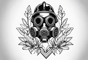 plant stick out from a gasmask tattoo idea