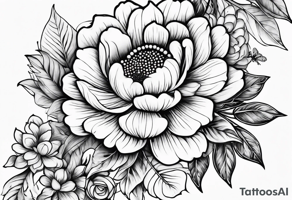 Arm wrap floral dainty soft leaves with bee dragonflower tattoo idea