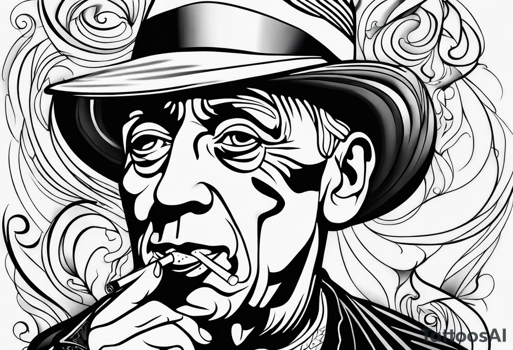Pablo Picasso smoking cigarette tattoo idea
