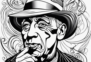 Pablo Picasso smoking cigarette tattoo idea