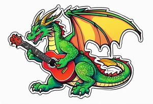 Dragon playing guitar tattoo idea