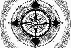 Nautical compass with firefighter tattoo idea