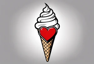 ice cream cone with one red heart tattoo idea