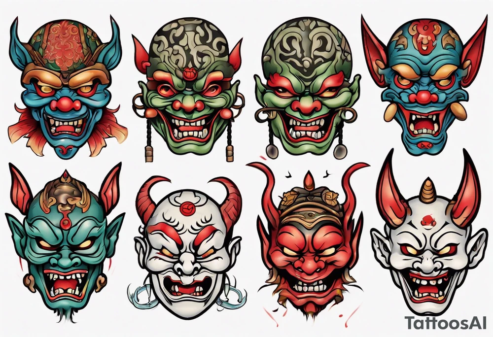 Traditional Korean Goblin mask tattoo idea