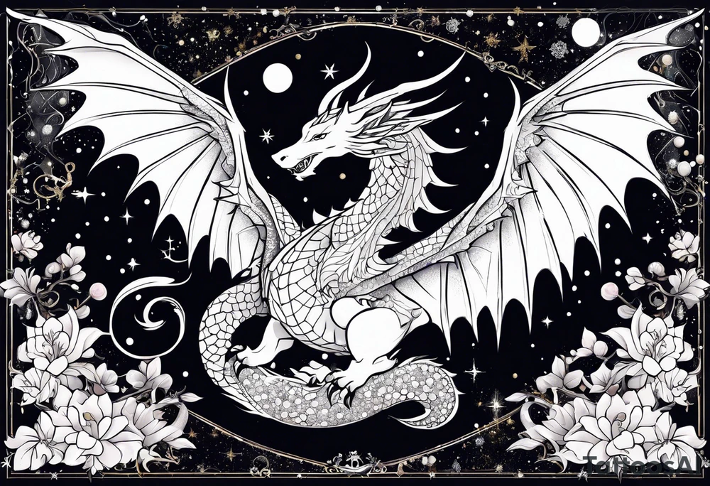 Constellation, wing , snow , cross , dragon japan kawaii tattoo idea