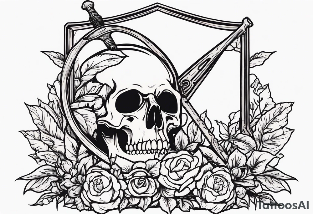 death with scythe and nightshade mortician funeral tattoo idea