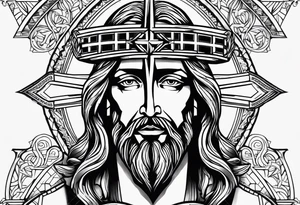 Jesus tattoo with cross tattoo idea