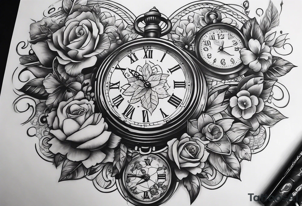 sleeve tattoo to contain the symbols family , love, health, time, money , happines tattoo idea