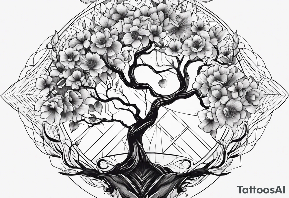 flowers tree tattoo idea