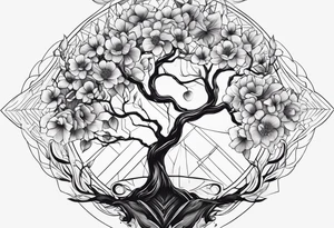 flowers tree tattoo idea