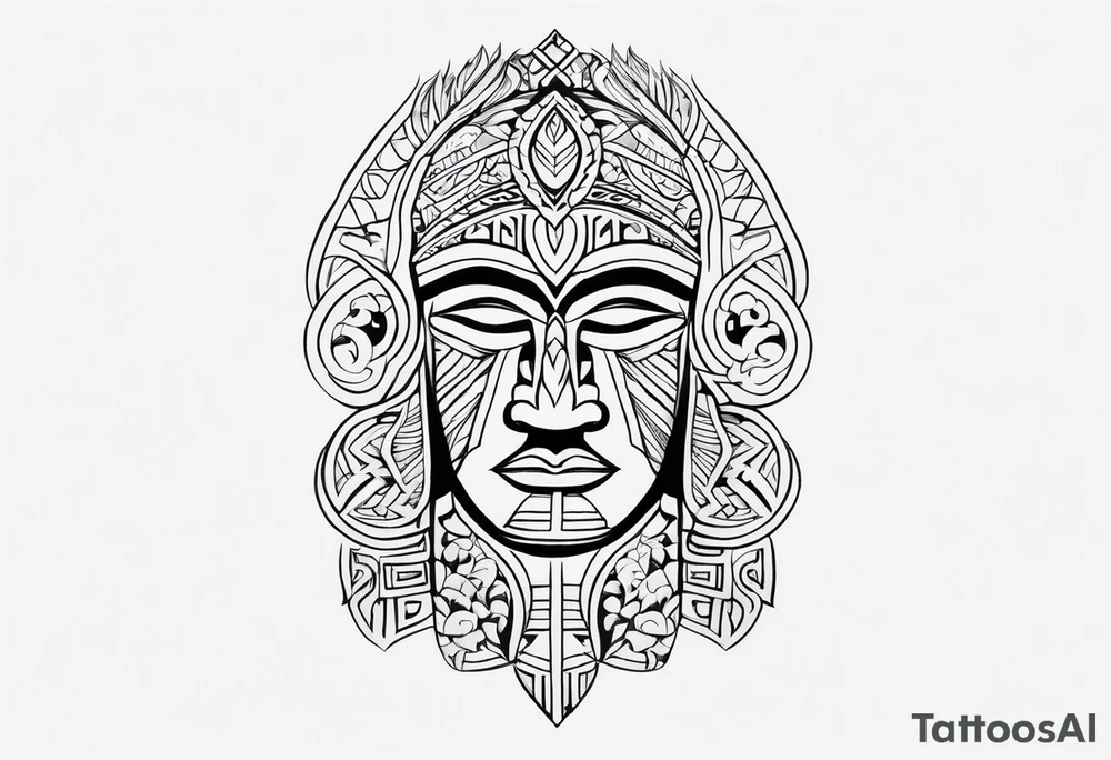 Polynesian neck to chin tattoo tattoo idea