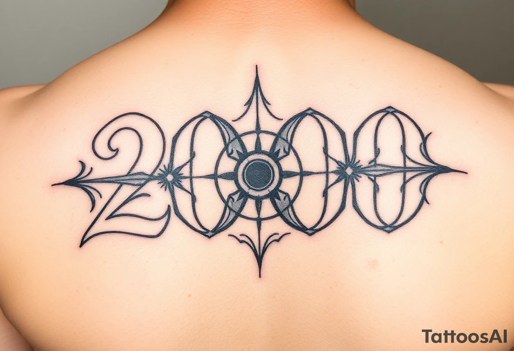the number 2000 with an astigmatism effect tattoo idea