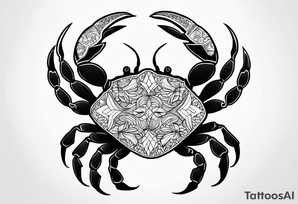 Zodiac crab on tree tattoo idea
