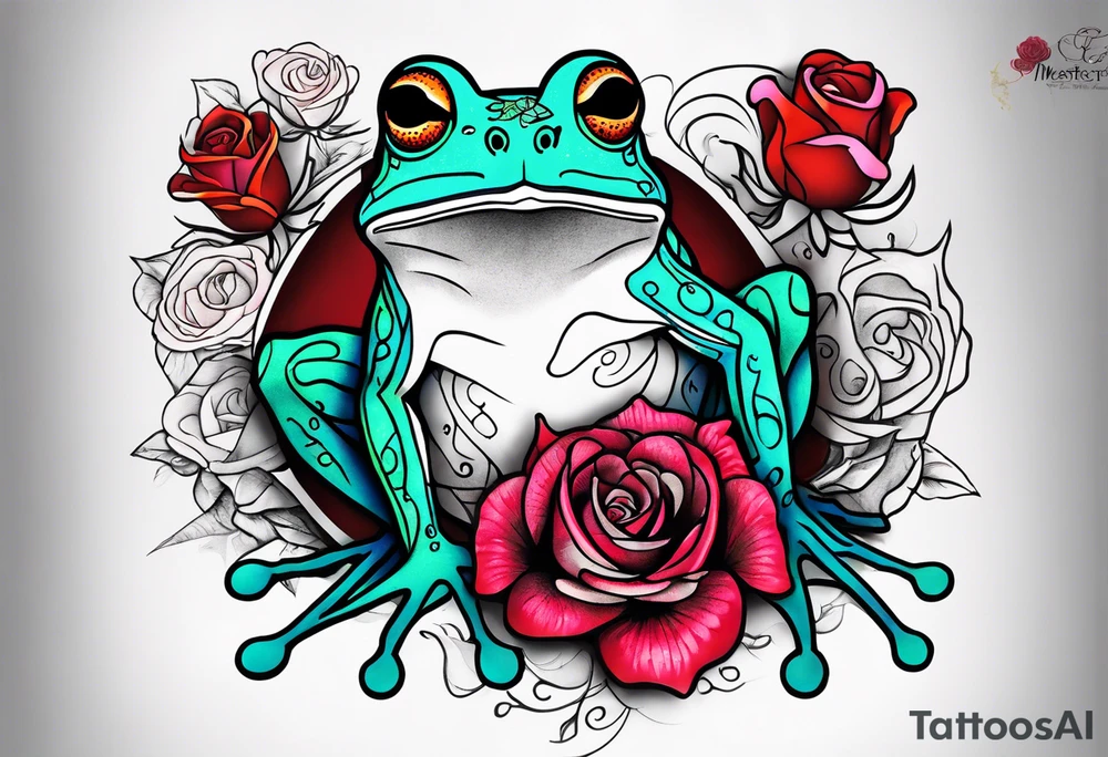 The name Marti heart frog roses tattoo idea
