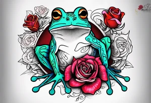 The name Marti heart frog roses tattoo idea