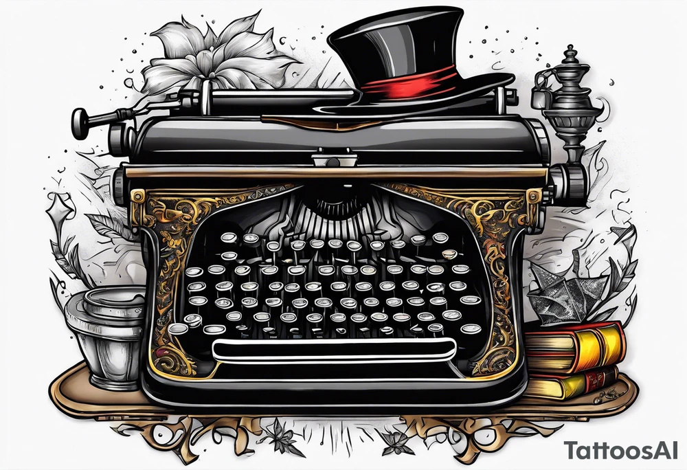 wizard coming out of a typewriter tattoo idea