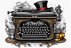 wizard coming out of a typewriter tattoo idea