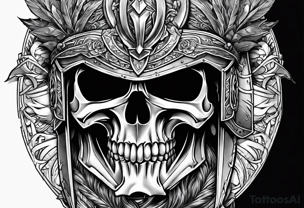 spartan soldier skull tattoo idea