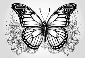 thin delicate contour butterfly tattoo idea