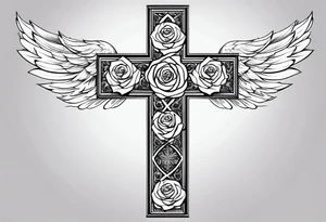 Forearm:Cross-rose-dove-proverbs 3:5 in side cross tattoo idea