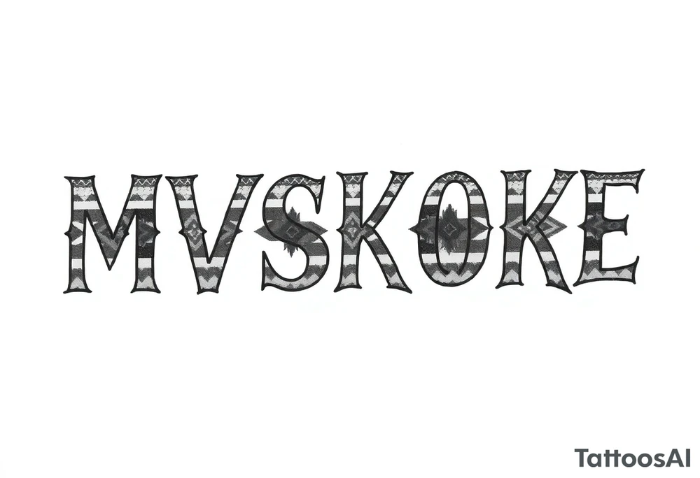 The word “MVSKOKE” shaded with Pendleton print tattoo idea