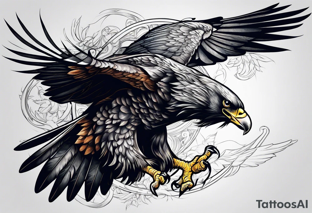 crow fighting eagle tattoo idea