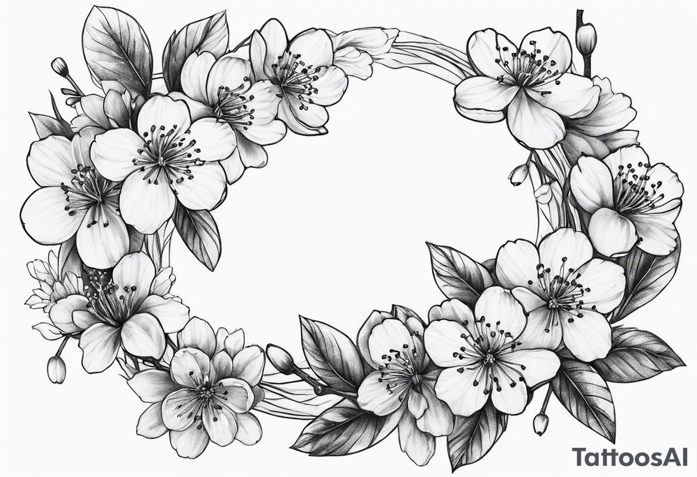 Wreath of cherry blossoms tattoo idea