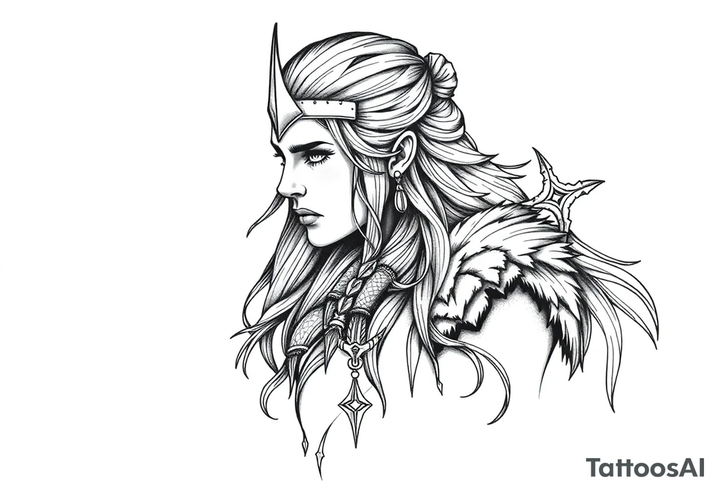 female viking worrier tattoo idea