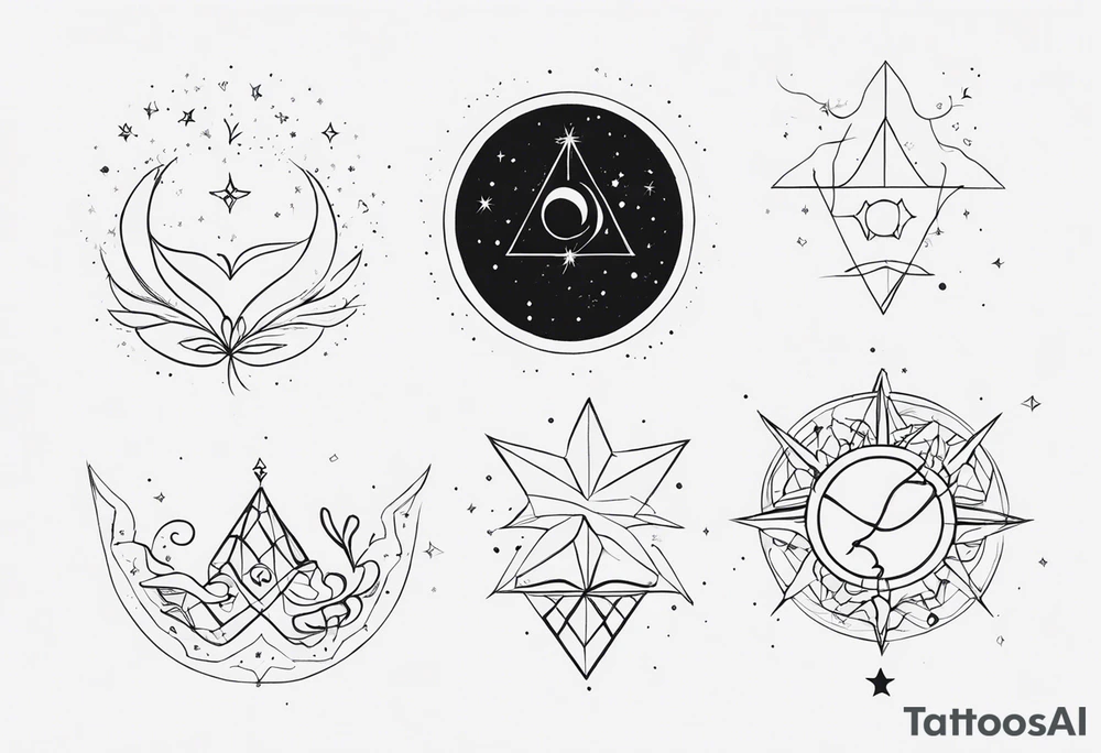 Múltiple constellation (cancer, virgo, scorpio), fine lines, no flowers tattoo idea