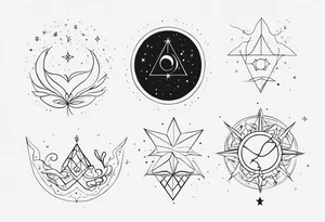 Múltiple constellation (cancer, virgo, scorpio), fine lines, no flowers tattoo idea