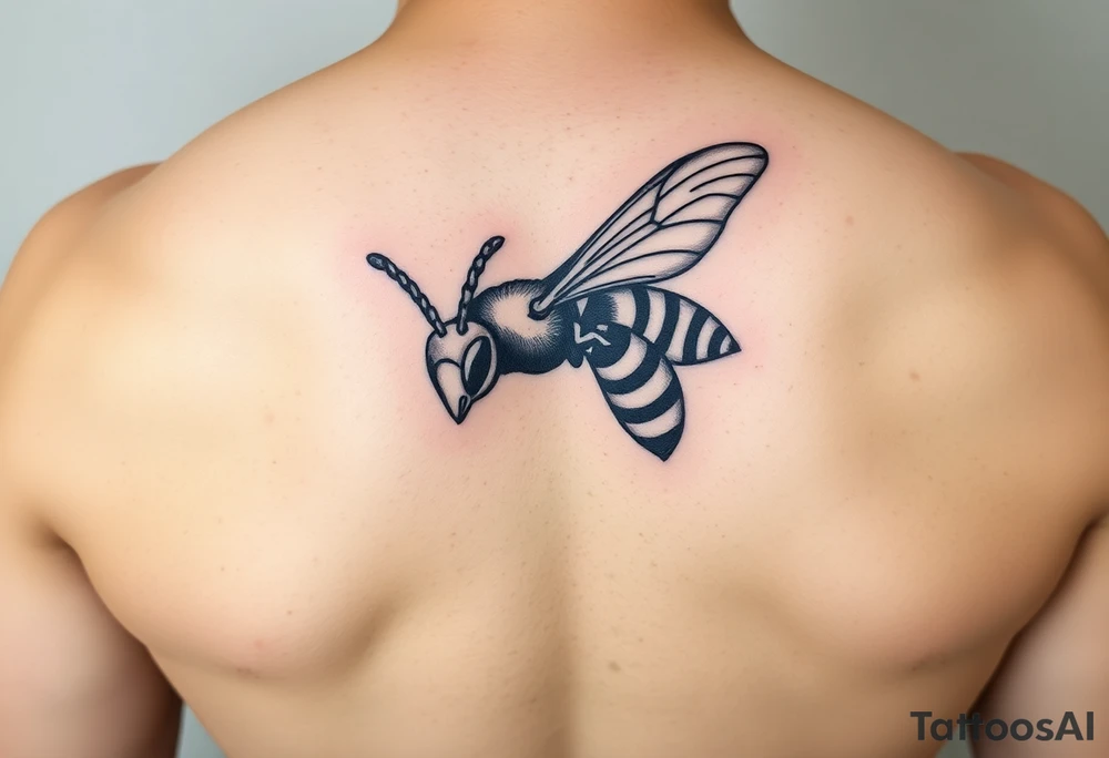 Angry hornet flying with arched body tattoo idea