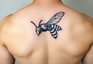 Angry hornet flying with arched body tattoo idea