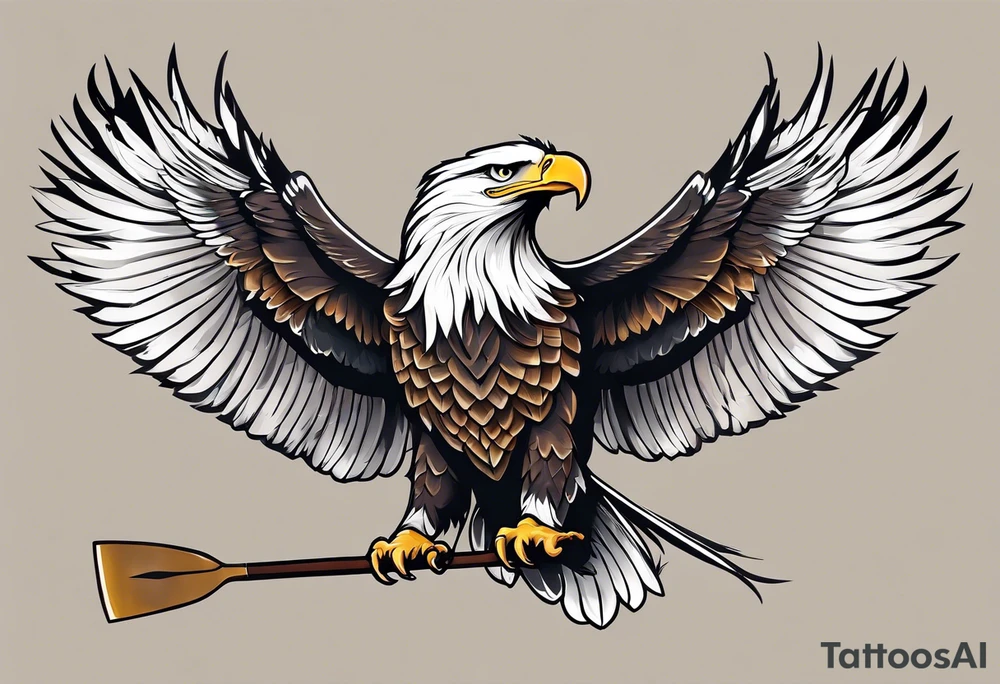 eagle flying with an oar tattoo idea