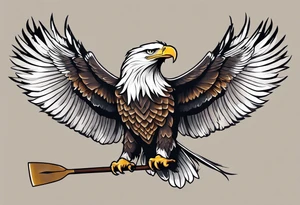 eagle flying with an oar tattoo idea