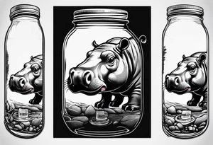Baby hippo with Mason jar tattoo idea