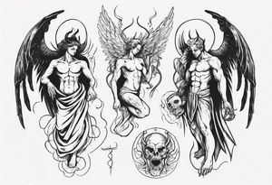 an angel being transformed into a demon tattoo idea