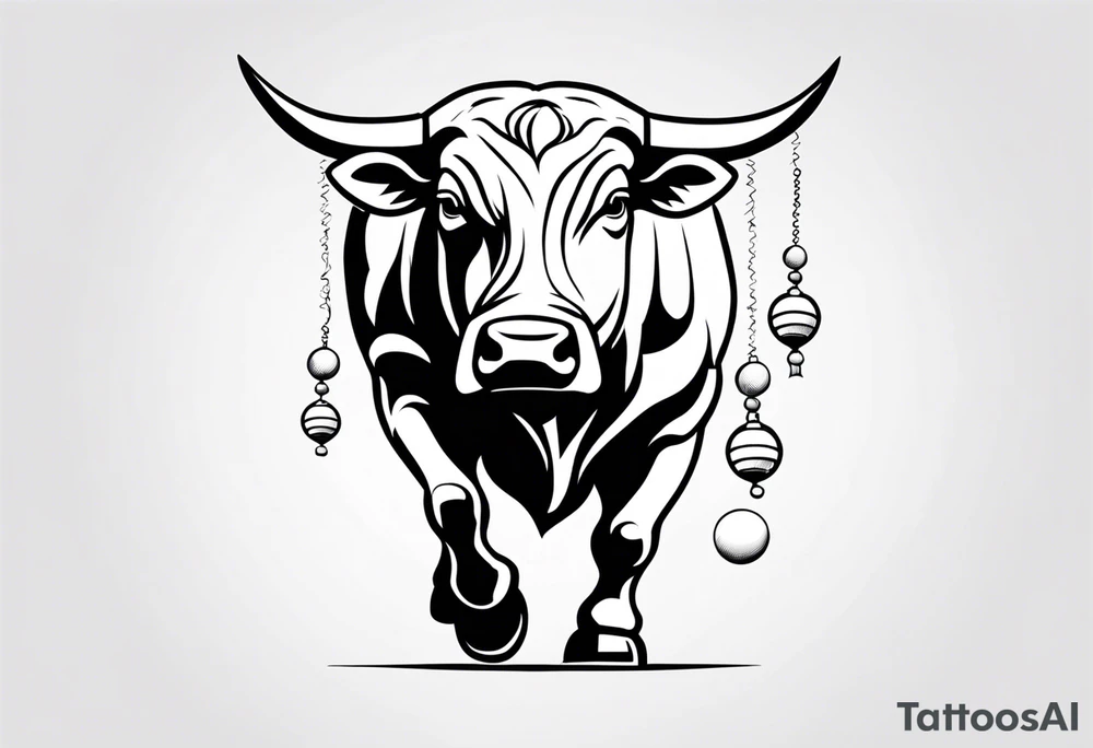 back of wallstreet bull with balls between legs tattoo idea