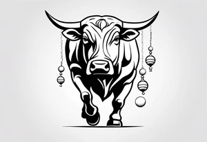 back of wallstreet bull with balls between legs tattoo idea