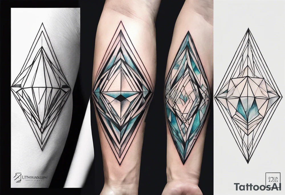 simple line tattoo of geometric elongated dimond split down the middle into 2 shapes tattoo idea