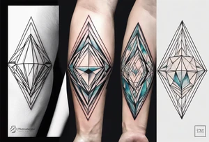 simple line tattoo of geometric elongated dimond split down the middle into 2 shapes tattoo idea