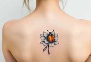Golden or yellow ladybug on a flower small tattoo idea