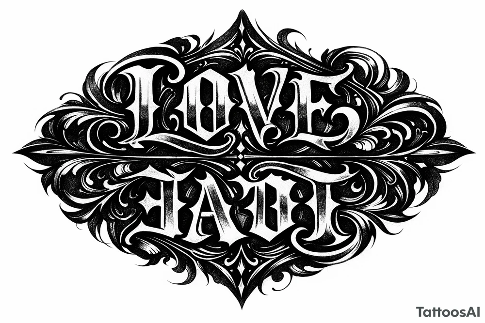 Its a coverup tattoo so i want love/hate to be read as love and turn it upside down and it should read hate tattoo idea