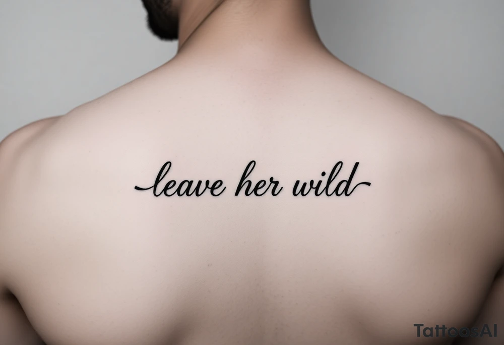 small fine line tattoo of words "leave her wild" all connected tattoo idea