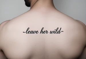 small fine line tattoo of words "leave her wild" all connected tattoo idea