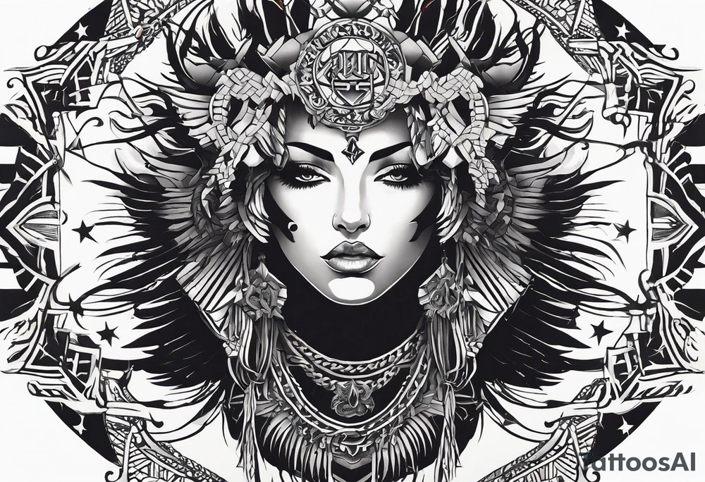 Wide tattoo that appears to be bursting out of the skin, symbolizing freedom. The tattoo should be vibrant and dynamic, with bold lines and colors that evoke a sense of liberation and empowerment. Consider incorporating elements broken chains and other symbols of freedom. The tattoo should be visually striking and thought-provoking. tattoo idea