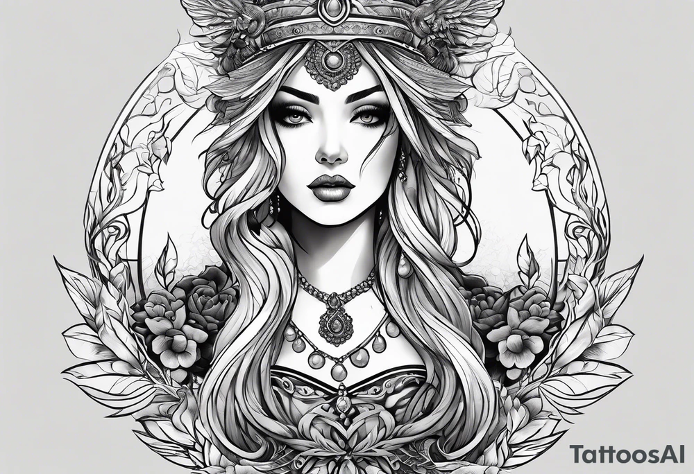 Femida in graphic-style tattoo idea