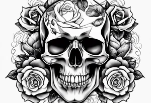 skull and roses tattoo idea