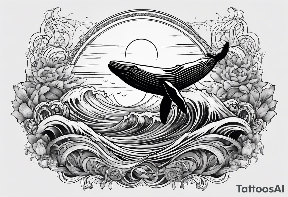 Whale ascending towards light tattoo idea