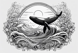 Whale ascending towards light tattoo idea