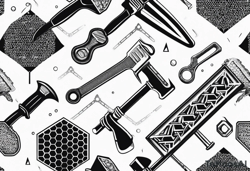 manual tools of construction industri, fit them on a honeycomb tattoo idea